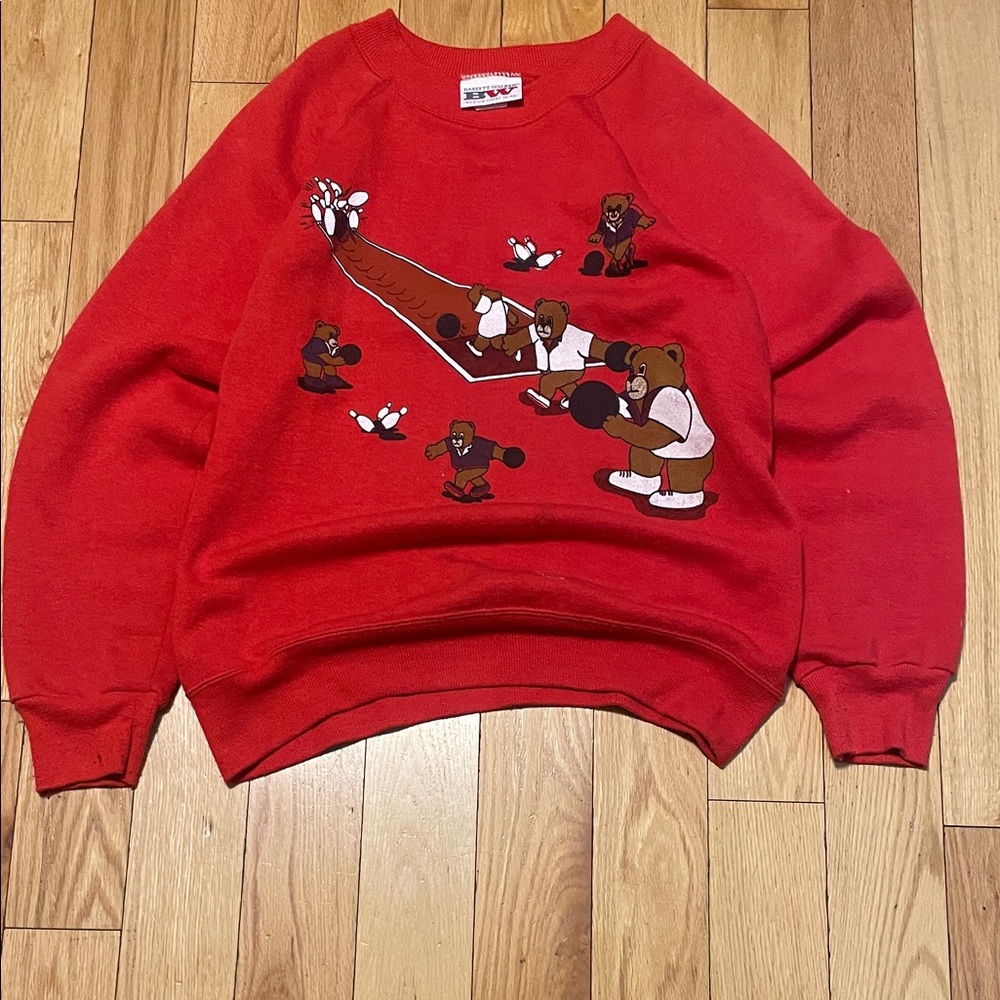 Playful Bear Graphic Red Men's Crewneck Sweater